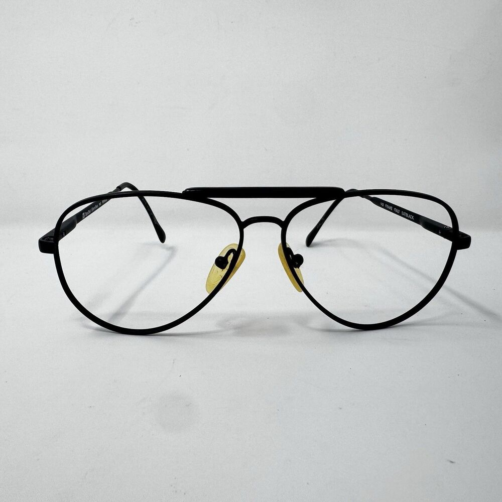 Vintage BerDel Sferoflex Wings Sat Black Aviator Eyeglass Frames 56-13-140 Italy